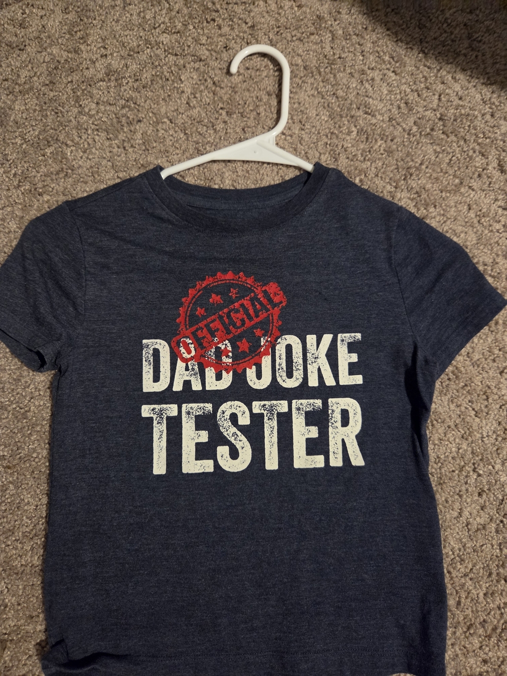 Cat & Jack Navy Tee with White 'Dad Joke Tester' Text and Red Stamp